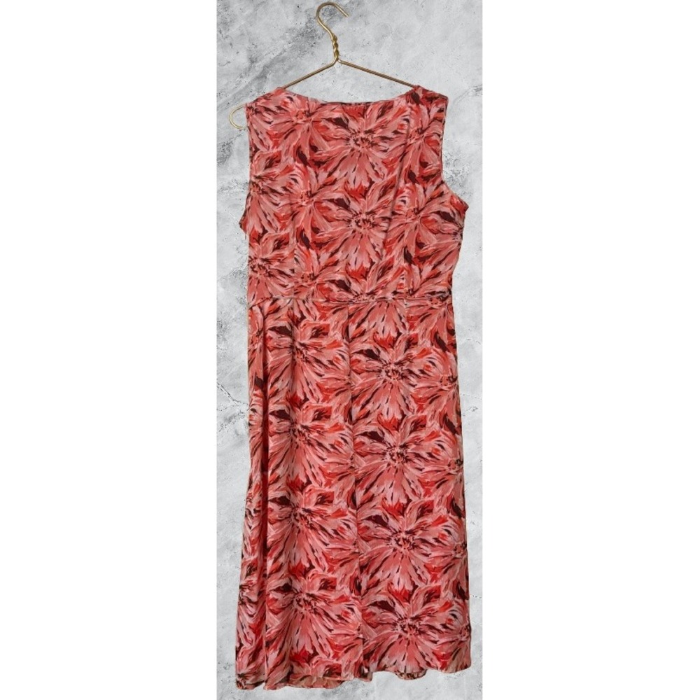 Allen Kay Womens Pink Orange Floral Sleeveless Midi Dress Size 14 Lined Chiffon